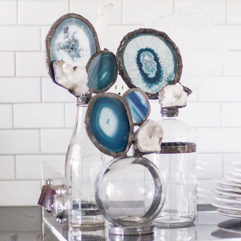 Jamie Dietrich Designs Blue Agate Double Float (Small) Glass Floats 2 Jamie Dietrich Designs Blue Agate Double Float (Small) Glass Floats