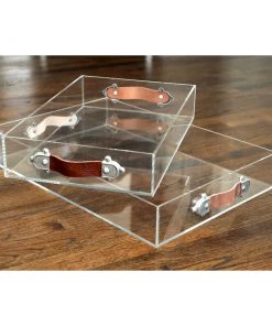 Jamie Dietrich Designs Acrylic Tray With Leather Handles
