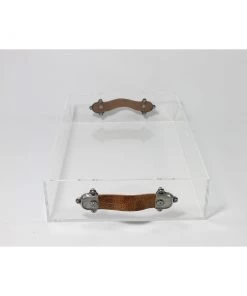 Jamie Dietrich Designs HOME DÉCOR Acrylic Tray With Leather Handles