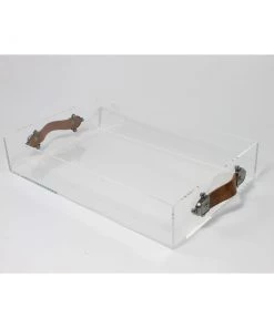 Jamie Dietrich Designs Acrylic Tray With Leather Handles