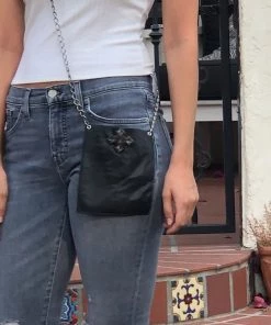 Jamie Dietrich Designs Coco Black Leather Chain Bag - Crystal Cross