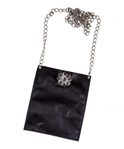 Jamie Dietrich Designs Coco Black Leather Chain Bag - Crystal Flower Bags