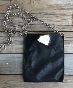 Jamie Dietrich Designs Coco Black Leather Chain Bag - White Stone Bags