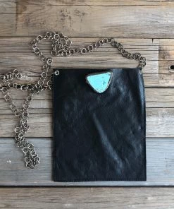 Jamie Dietrich Designs Bags Coco Black Leather Chain Bag - Turquoise Stone