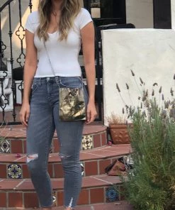 Jamie Dietrich Designs Coco Metallic Bronze Leather - Crystal Flower