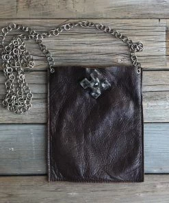 Jamie Dietrich Designs Sale Coco Dark Chocolate Leather - Crystal Cross
