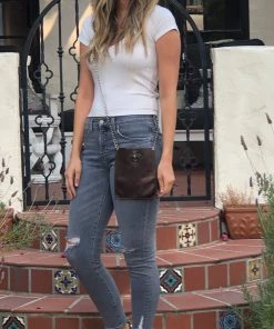 Jamie Dietrich Designs Sale Coco Dark Chocolate Leather - Crystal Cross