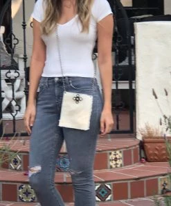 Jamie Dietrich Designs Sale Coco White Hide - Crystal Cross