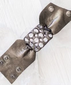 Jamie Dietrich Designs Bracelets/Cuffs 12 Crystal Leather Cuff - Caramel