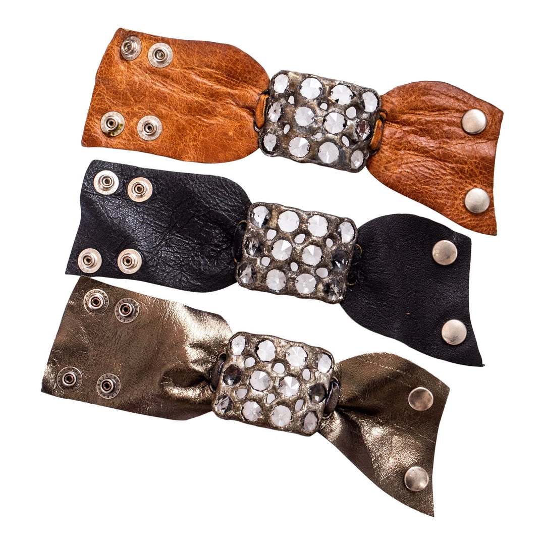 Jamie Dietrich Designs Bracelets/Cuffs 12 Crystal Leather Cuff - Caramel 4 Jamie Dietrich Designs Bracelets/Cuffs 12 Crystal Leather Cuff - Caramel