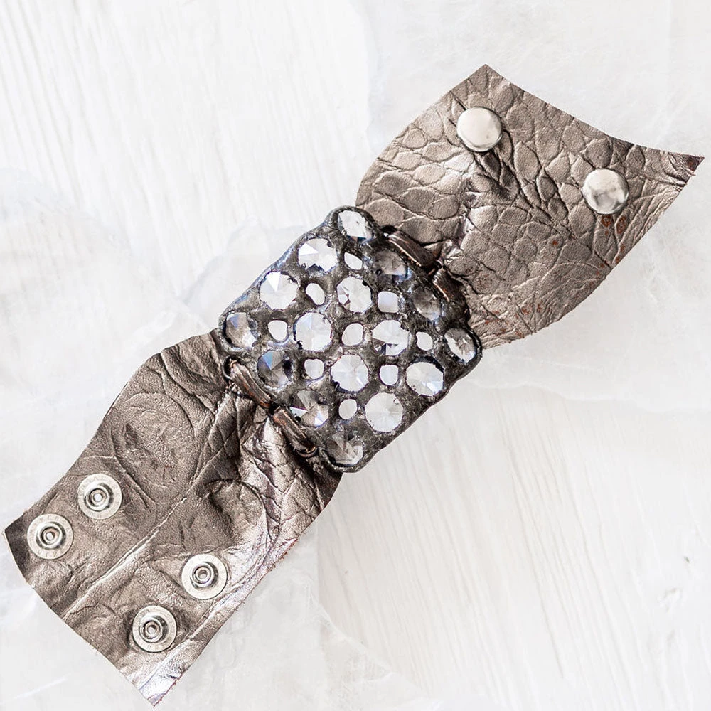 Jamie Dietrich Designs 20 Crystal Leather Cuff - Chocolate 3 Jamie Dietrich Designs 20 Crystal Leather Cuff - Chocolate