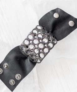 Jamie Dietrich Designs 20 Crystal Leather Cuff - Chocolate