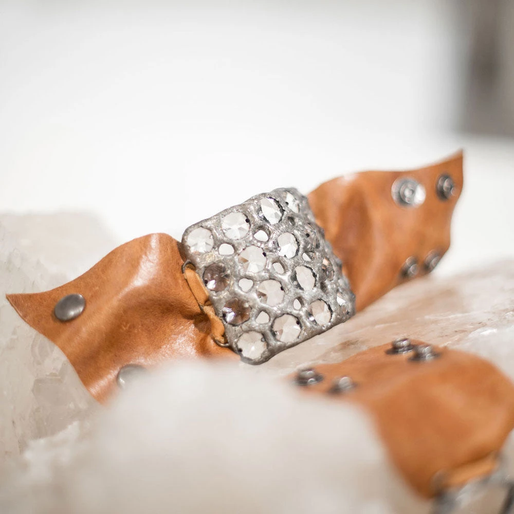 Jamie Dietrich Designs 20 Crystal Leather Cuff - Chocolate 6 Jamie Dietrich Designs 20 Crystal Leather Cuff - Chocolate