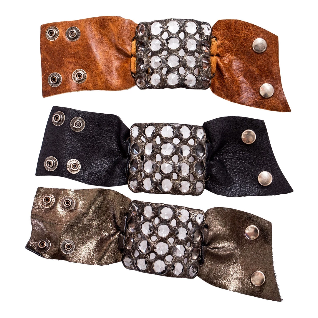 Jamie Dietrich Designs 20 Crystal Leather Cuff - Chocolate 5 Jamie Dietrich Designs 20 Crystal Leather Cuff - Chocolate