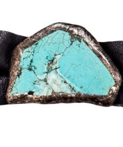 Jamie Dietrich Designs Turquoise Cuff - Black Leather Double Bracelets/Cuffs