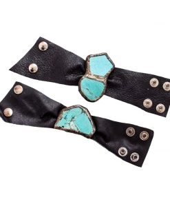 Jamie Dietrich Designs Bracelets/Cuffs Turquoise Cuff - White Hide Double