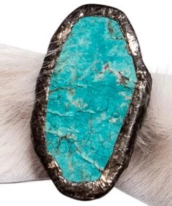 Jamie Dietrich Designs Bracelets/Cuffs Turquoise Cuff - White Hide Double