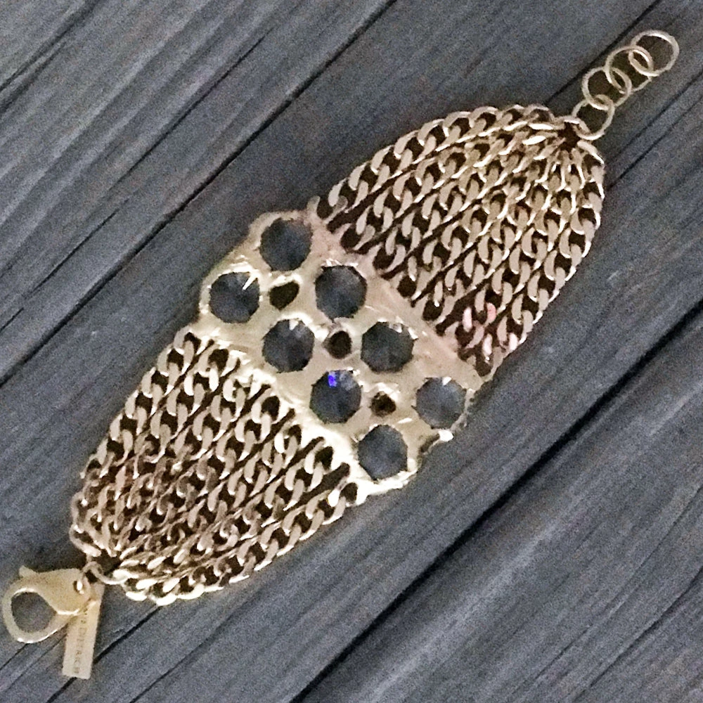 Jamie Dietrich Designs Simone 18 Karat Gold Crystal Cuff/Bracelet Jewelry 1 Jamie Dietrich Designs Simone 18 Karat Gold Crystal Cuff/Bracelet Jewelry