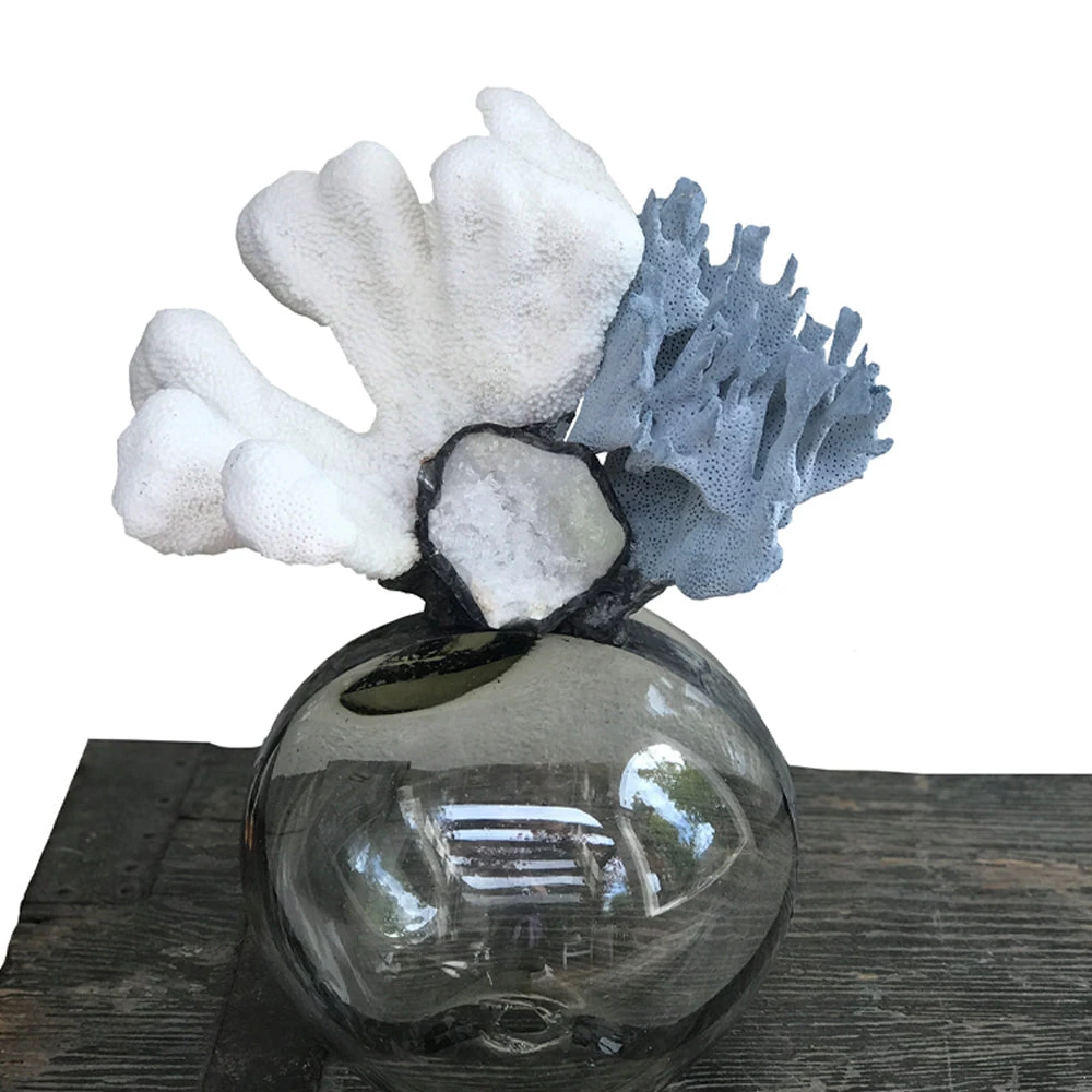 Jamie Dietrich Designs Blue & White Coral Mixed Float (Medium) Glass Floats 1 Jamie Dietrich Designs Blue & White Coral Mixed Float (Medium) Glass Floats
