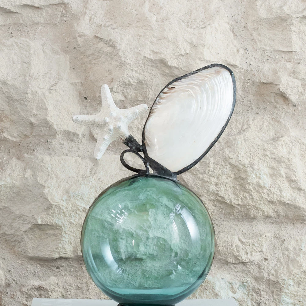 Jamie Dietrich Designs Clam Star Crystal Teal Float (Medium) Glass Floats 1 Jamie Dietrich Designs Clam Star Crystal Teal Float (Medium) Glass Floats