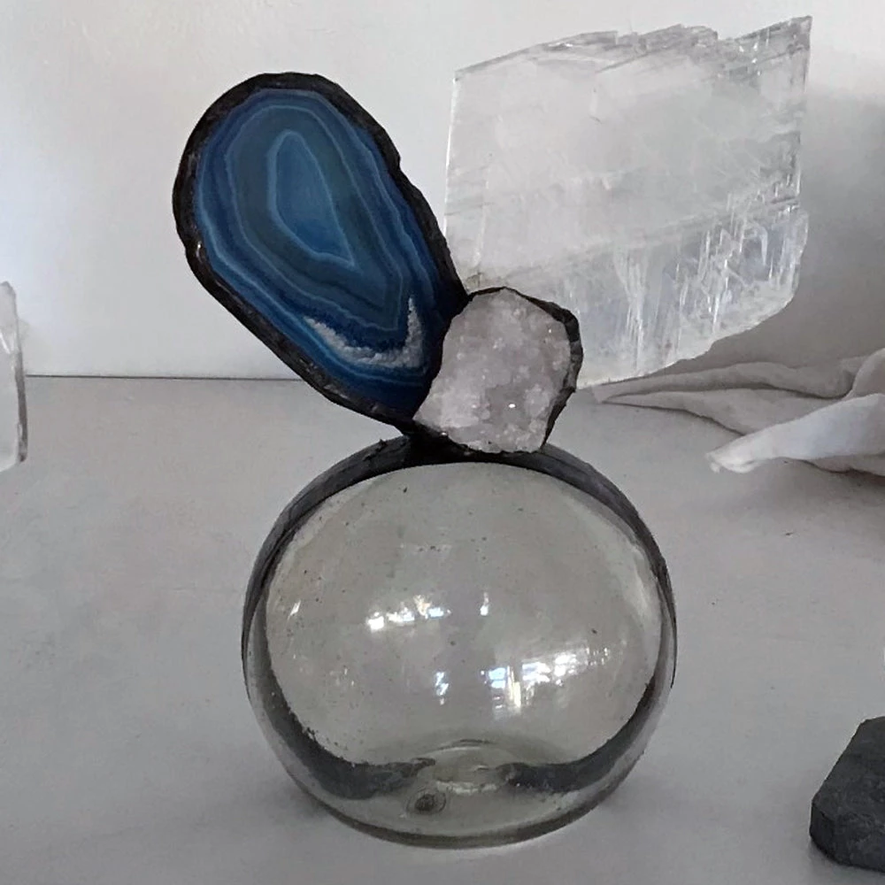 Jamie Dietrich Designs Blue Agate Selenite S Float (Small) Glass Floats 1 Jamie Dietrich Designs Blue Agate Selenite S Float (Small) Glass Floats