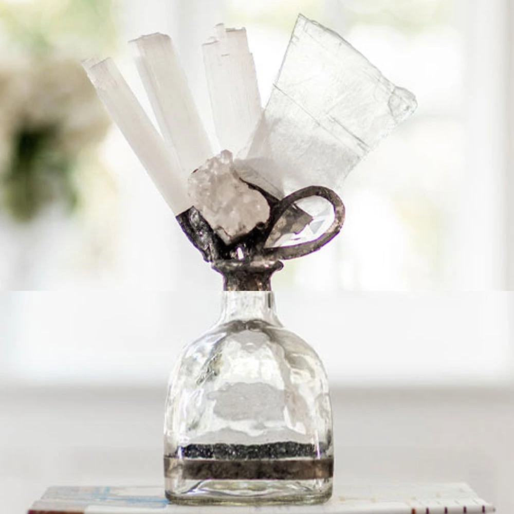 Jamie Dietrich Designs HOME DÉCOR Selenite S&S Crystal Bottle 1 Jamie Dietrich Designs HOME DÉCOR Selenite S&S Crystal Bottle