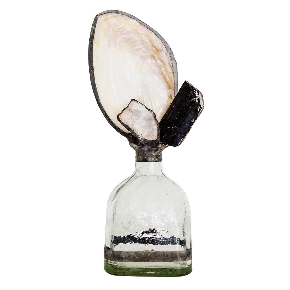 Jamie Dietrich Designs Tourmaline Geode Shell Bottle HOME DÉCOR 2 Jamie Dietrich Designs Tourmaline Geode Shell Bottle HOME DÉCOR