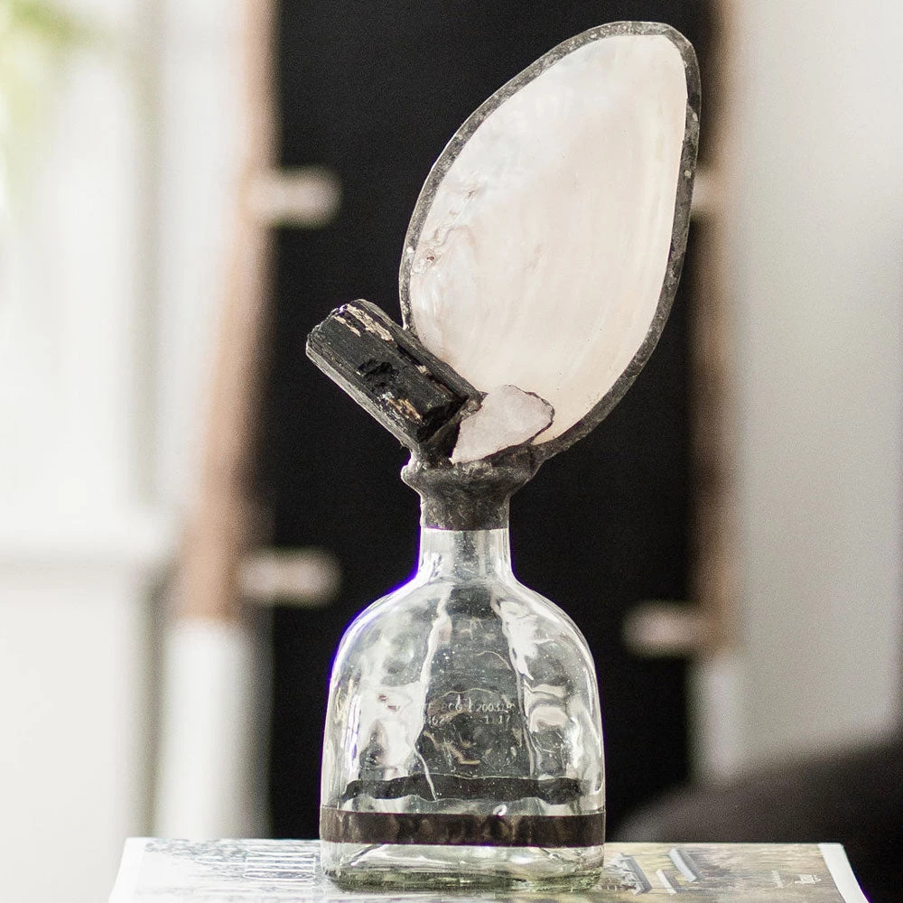 Jamie Dietrich Designs Tourmaline Geode Shell Bottle HOME DÉCOR 1 Jamie Dietrich Designs Tourmaline Geode Shell Bottle HOME DÉCOR