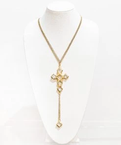 Jamie Dietrich Designs Jewelry Camila 18 Karat Gold Crystal Cross Necklace