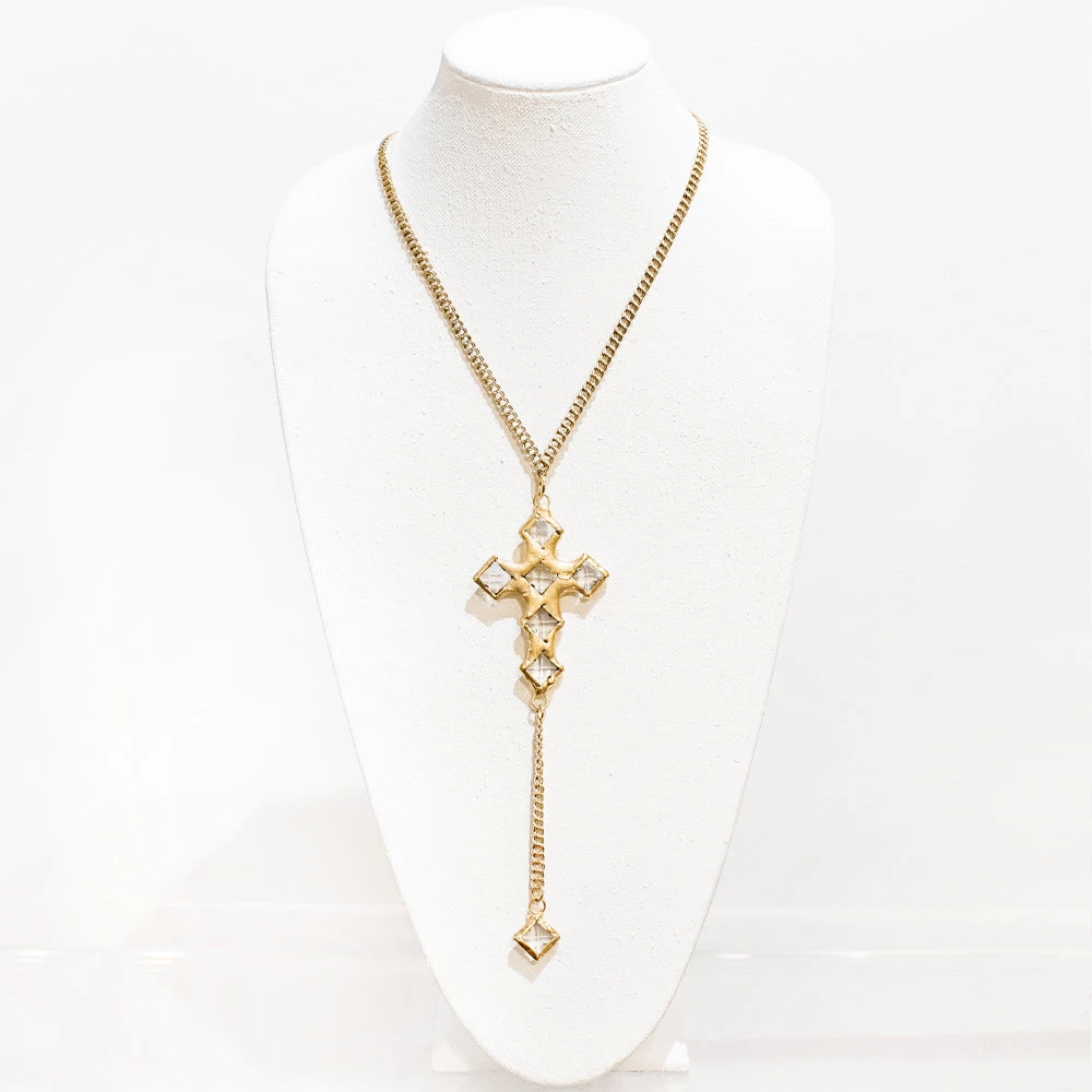 Jamie Dietrich Designs Jewelry Camila 18 Karat Gold Crystal Cross Necklace 1 Jamie Dietrich Designs Jewelry Camila 18 Karat Gold Crystal Cross Necklace