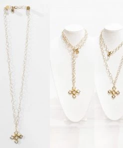 Jamie Dietrich Designs Elena 18 Karat Gold Crystal Cross Necklace