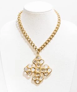 Jamie Dietrich Designs Jewelry Naomi 18 Karat Gold Crystal Cross Necklace
