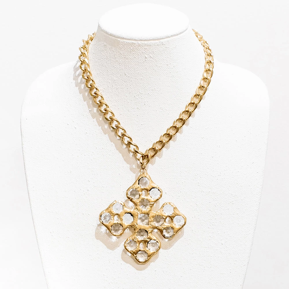 Jamie Dietrich Designs Jewelry Naomi 18 Karat Gold Crystal Cross Necklace 1 Jamie Dietrich Designs Jewelry Naomi 18 Karat Gold Crystal Cross Necklace