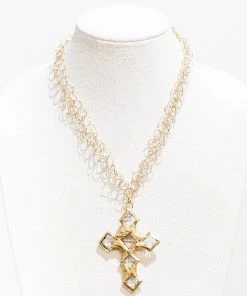 Jamie Dietrich Designs Olivia 18 Karat Gold Crystal Cross Necklace