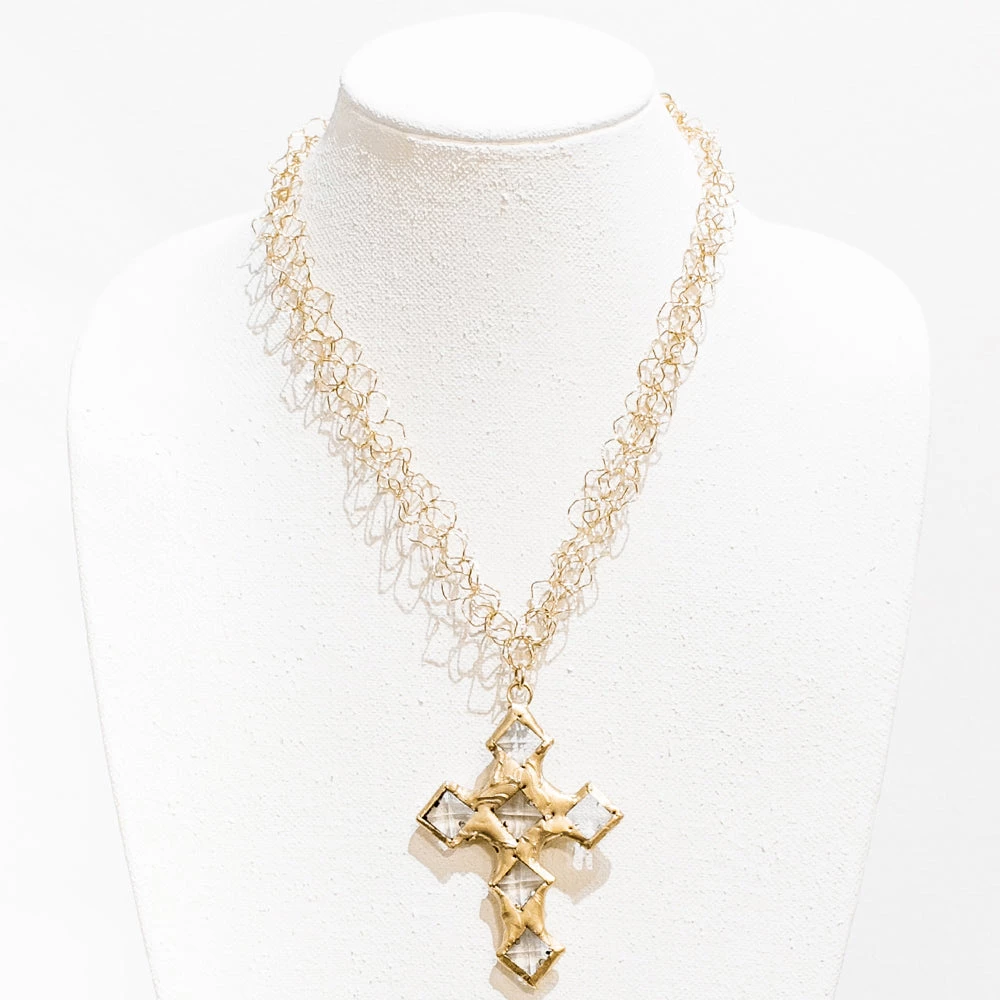 Jamie Dietrich Designs Olivia 18 Karat Gold Crystal Cross Necklace 1 Jamie Dietrich Designs Olivia 18 Karat Gold Crystal Cross Necklace