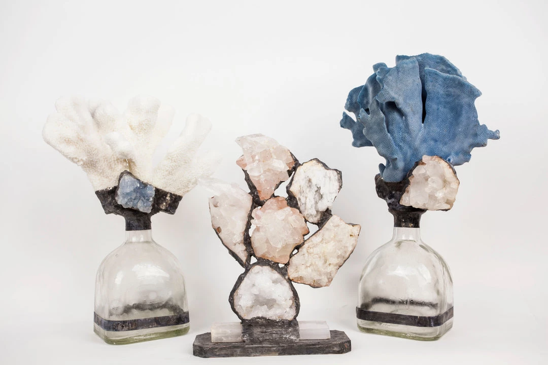 Jamie Dietrich Designs Blue Coral Geode Bottle HOME DÉCOR 2 Jamie Dietrich Designs Blue Coral Geode Bottle HOME DÉCOR