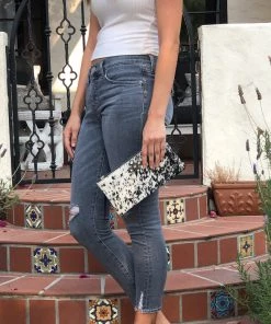 Jamie Dietrich Designs Zelle Salt And Pepper Hide Wallet/Clutch Bags