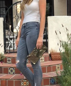 Jamie Dietrich Designs Bags Zelle Metallic Bronze Leather Wallet/Clutch